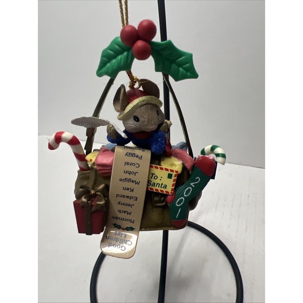 RARE VINTAGE Trim A Home "Good Children's List" Christmas Ornament 2001 W/Mouse